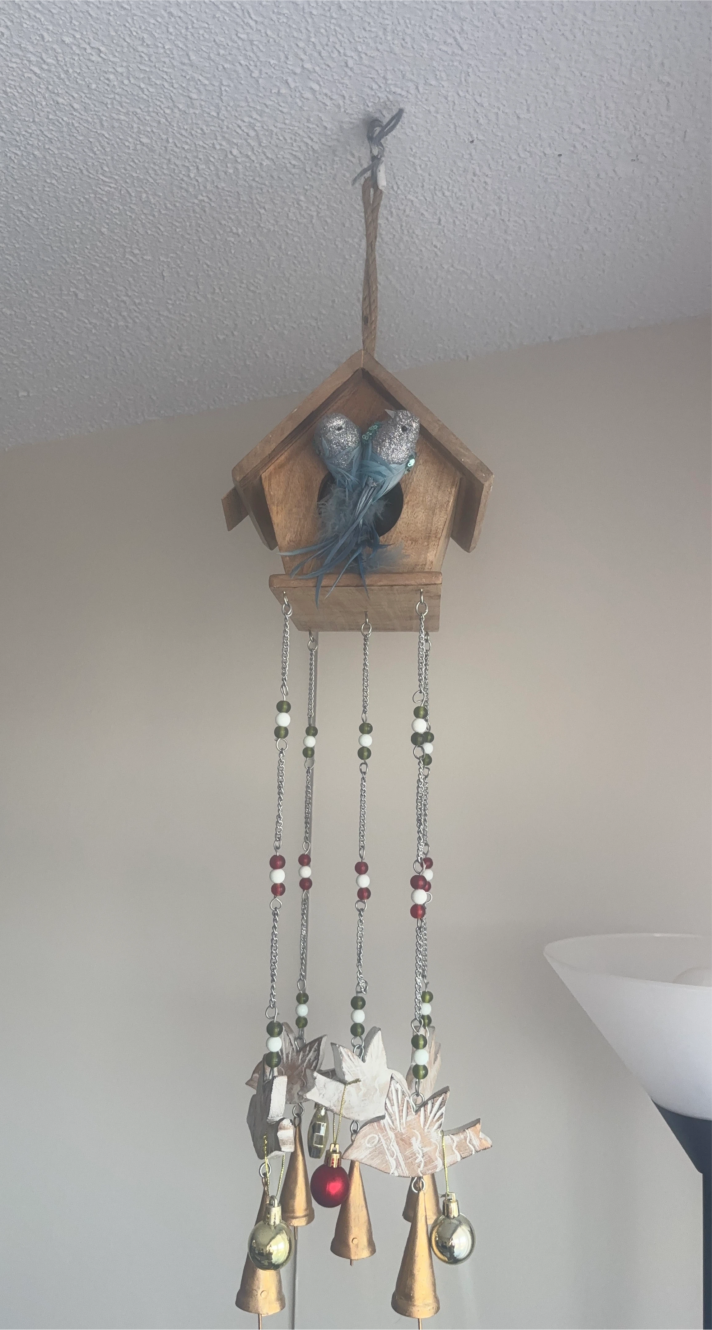 Wooden Birdhouse Wind Chime with Bells