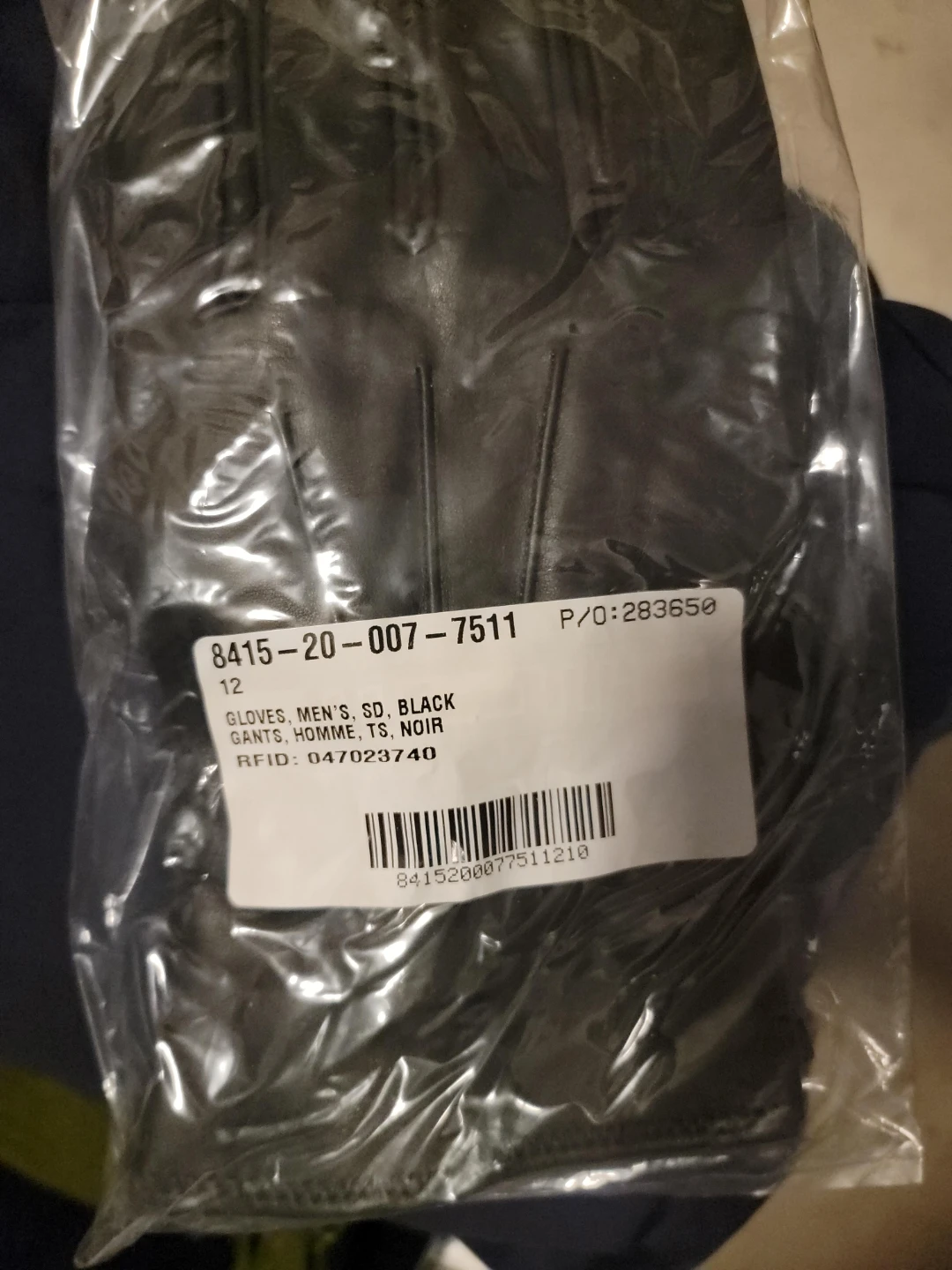 Men's Black Gloves, Size 12