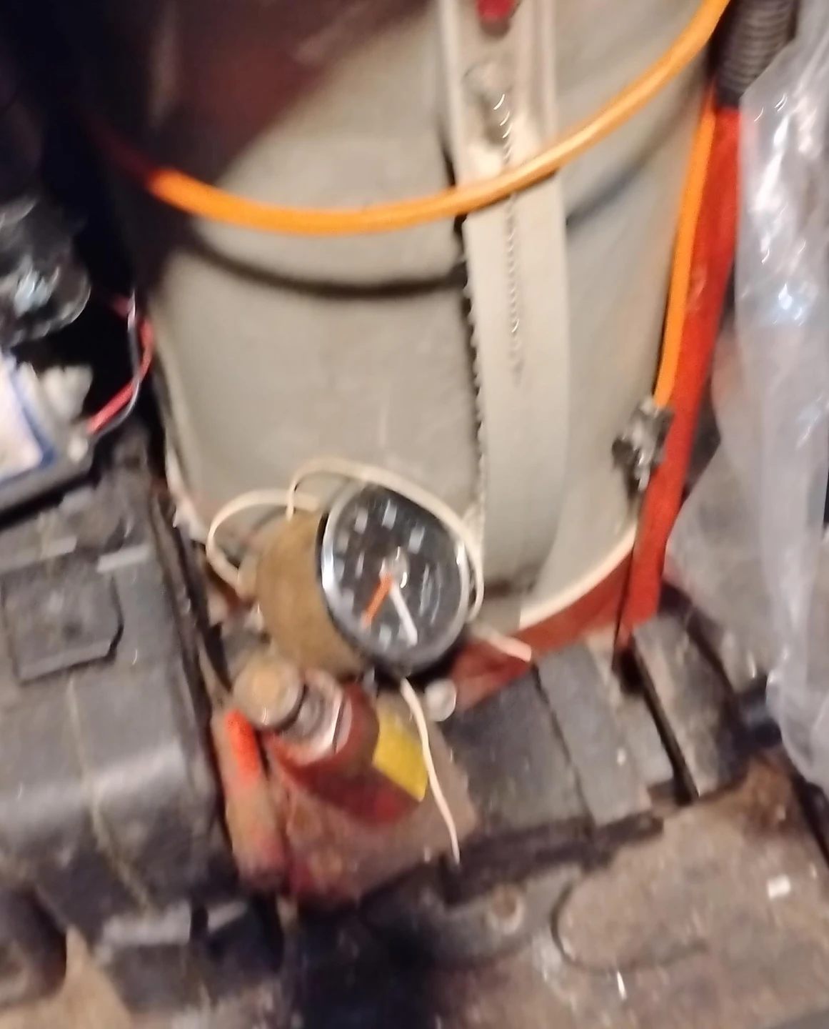 Vintage Gauge with Red Housing
