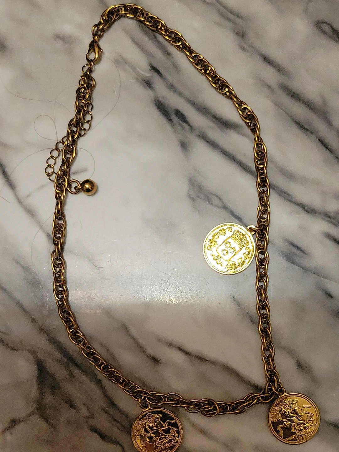 Gold Tone Coin Pendant Necklace