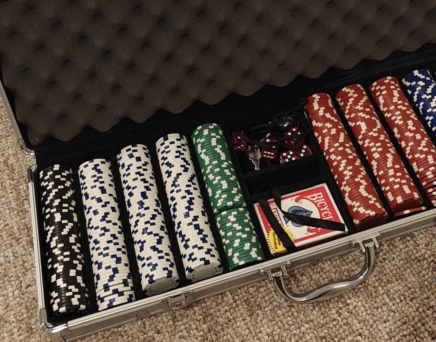 Poker Chip Set with Case and Bicycle Cards