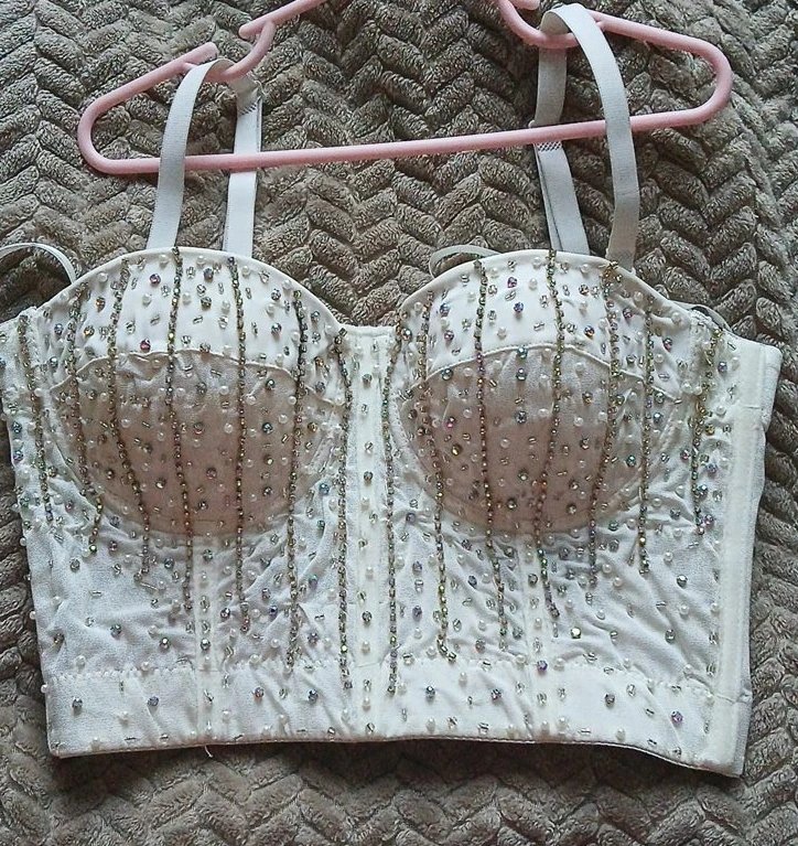 Windsor White Beaded Corset Top - Size XS