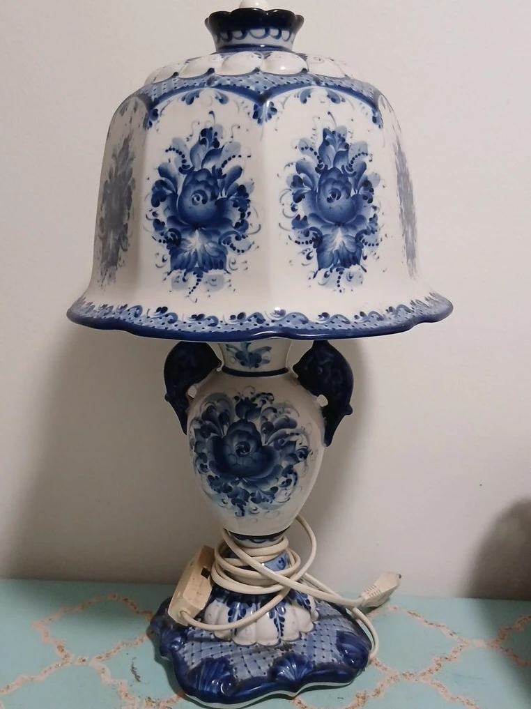 Vintage Gzhel Style Table Lamp