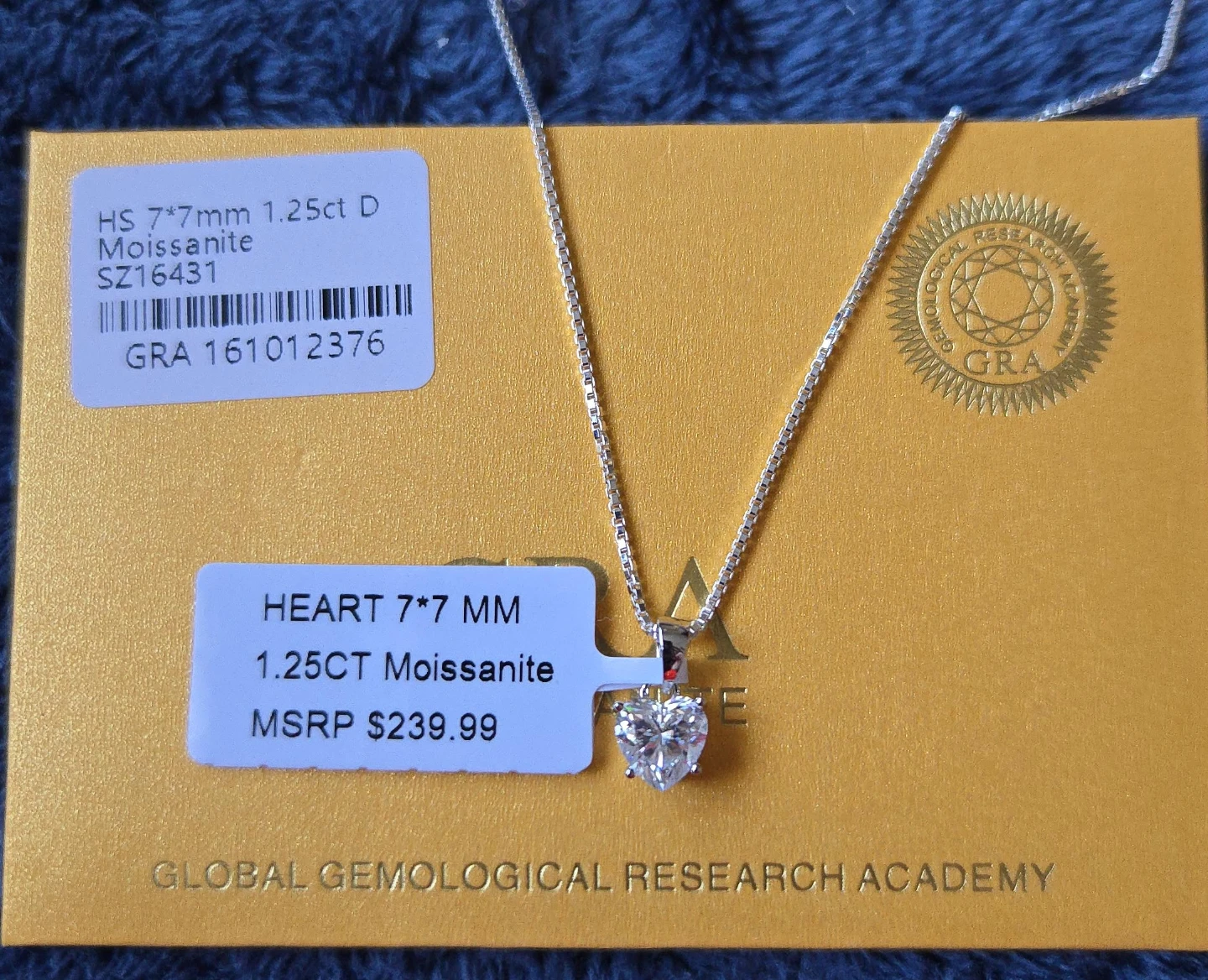 Moissanite Heart Necklace, 7*7mm, 1.25CT, New