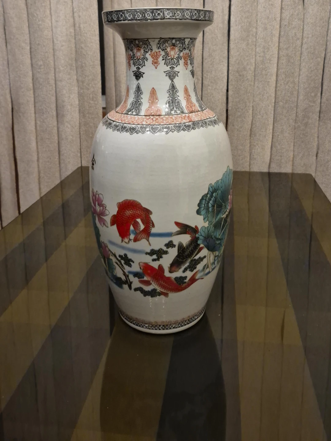 Decorative Ceramic Vase with Koi Fish Design