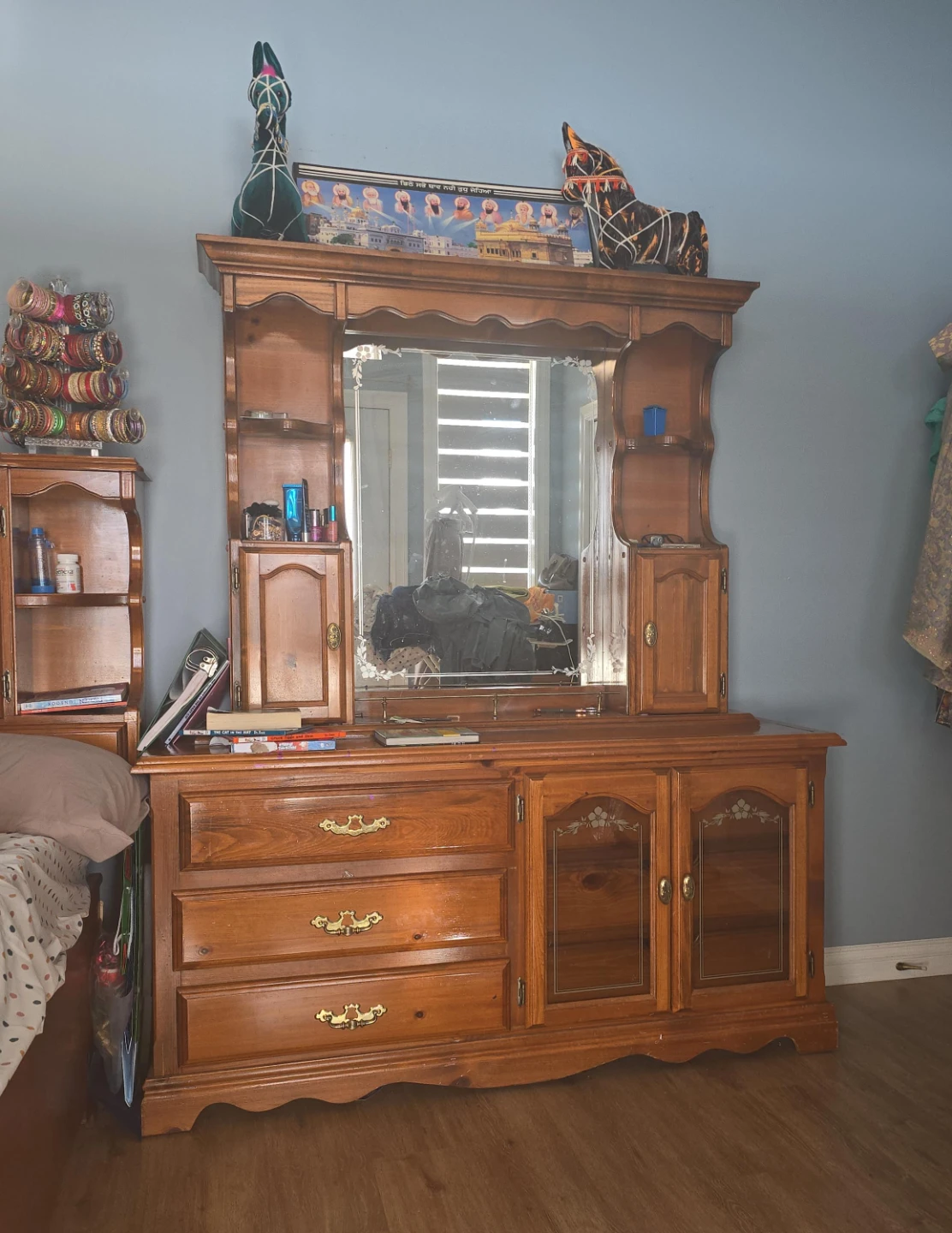 Wooden Dresser with Mirror