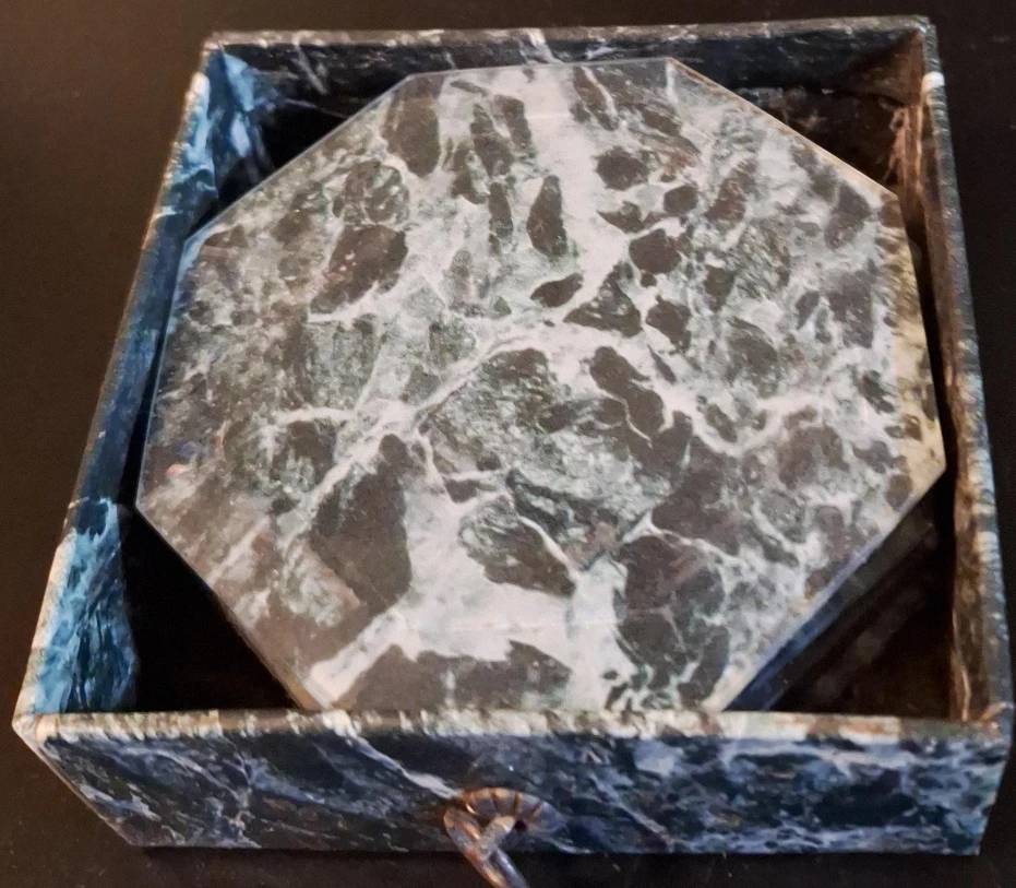 Marble Coaster Set with Holder
