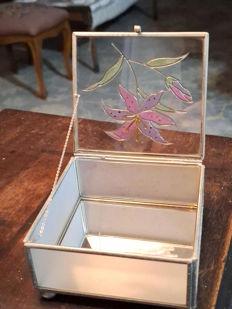 Floral Glass Jewelry Box