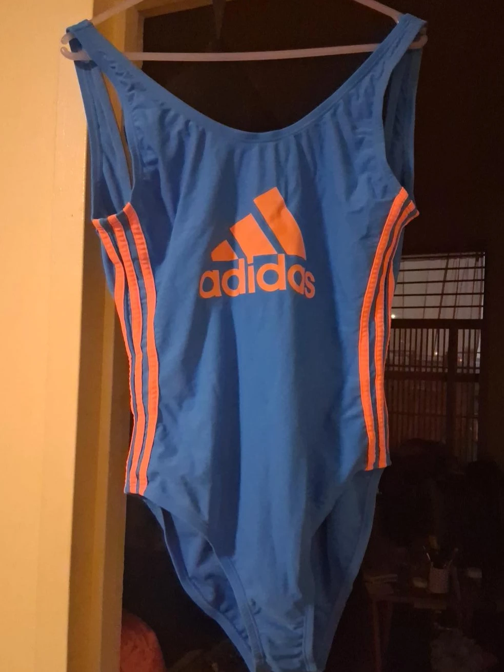 Adidas Women's Blue & Orange One-Piece Swimsuit