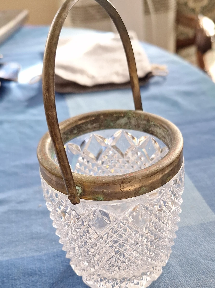 Crystal and Brass Handle Basket