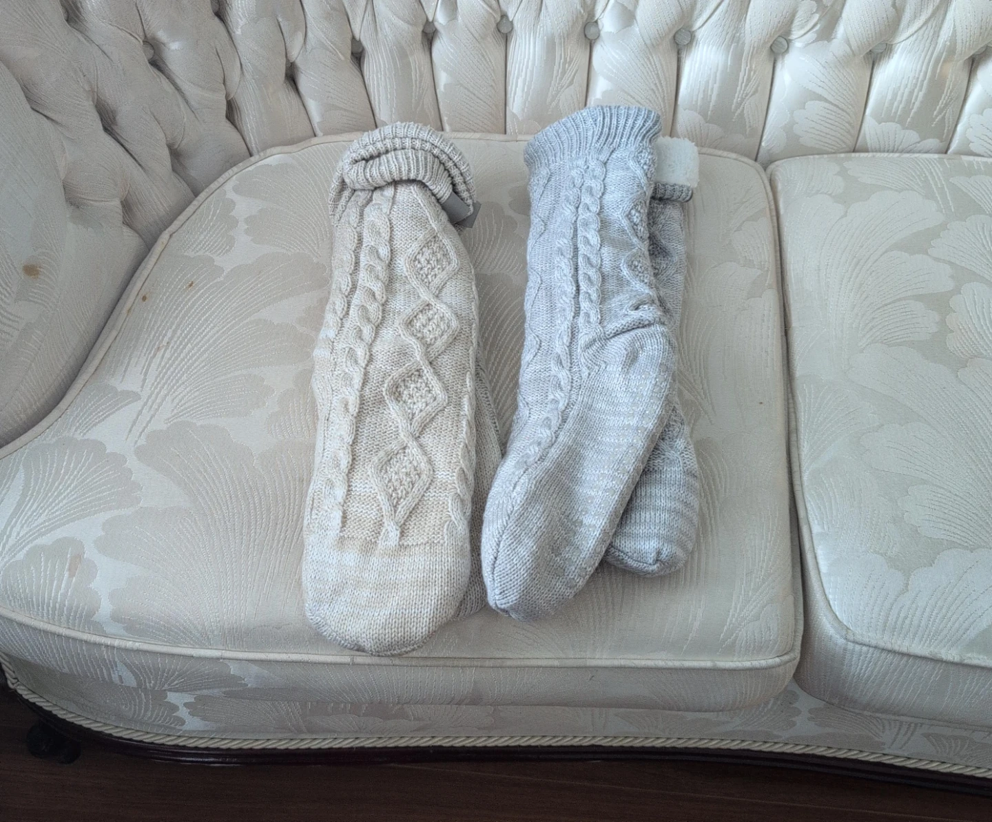 Two pairs of cable knit socks 5 dollars each