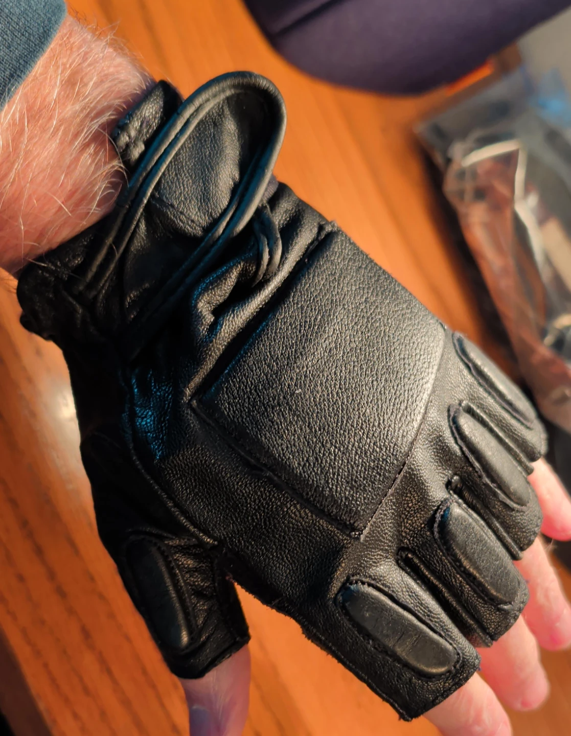 Black Leather Fingerless Gloves