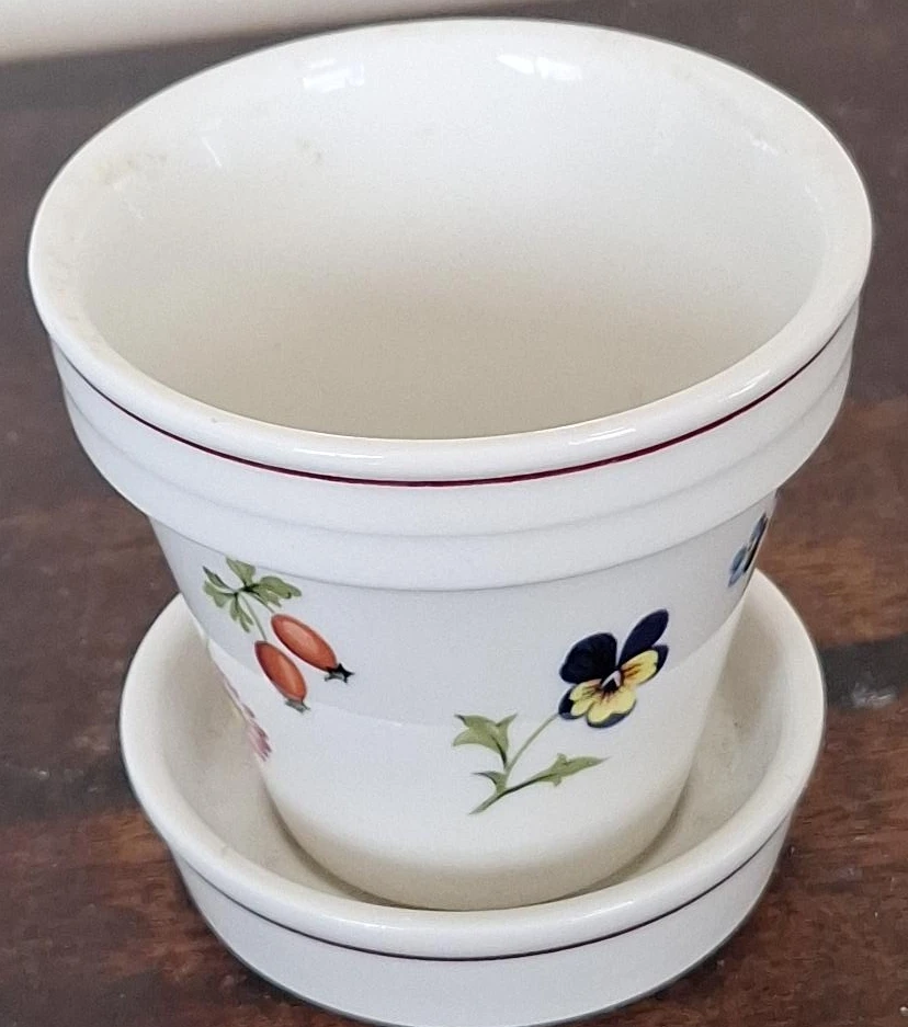 Floral Ceramic Flower Pot with Saucer