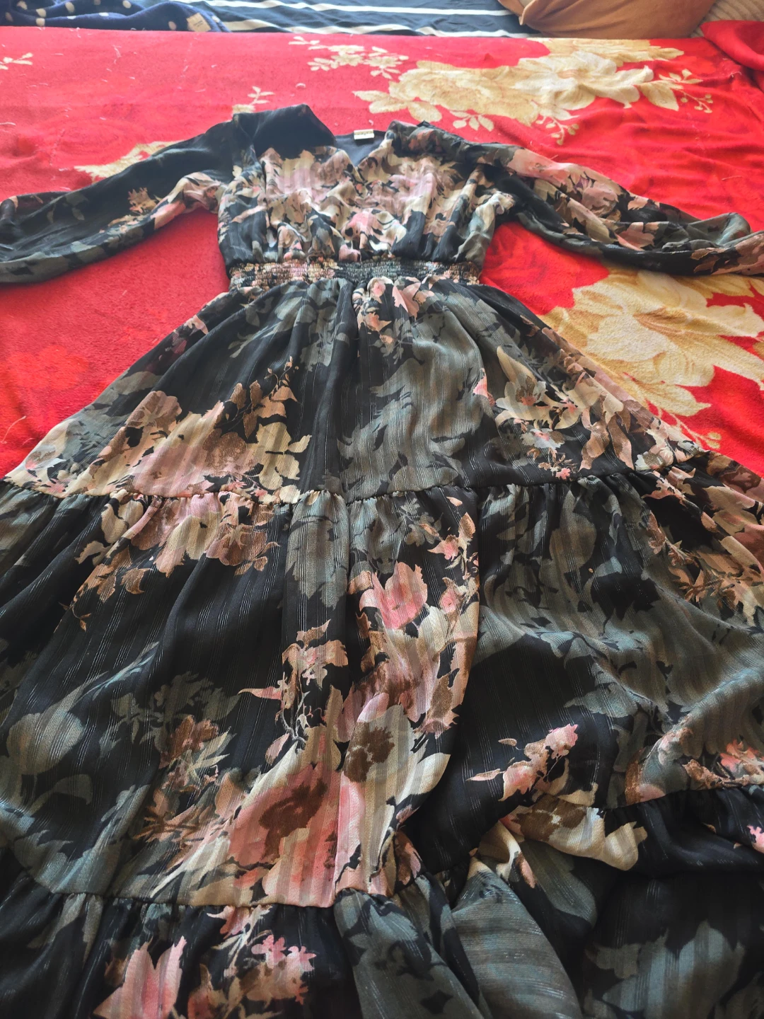 Floral Print Long Sleeve Maxi Dress