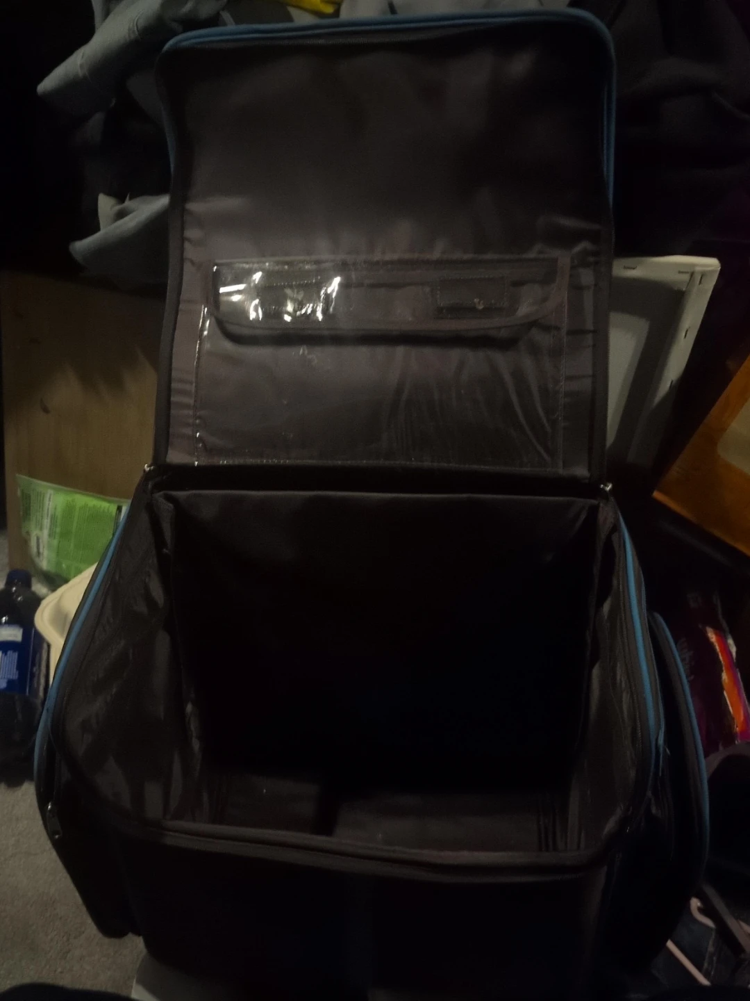 Brown and Blue Wheeled Travel Bag