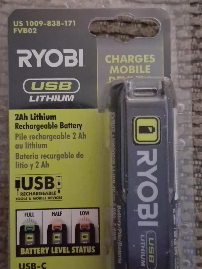 3 New Ryobi USB Lithium 2Ah Rechargeable Battery