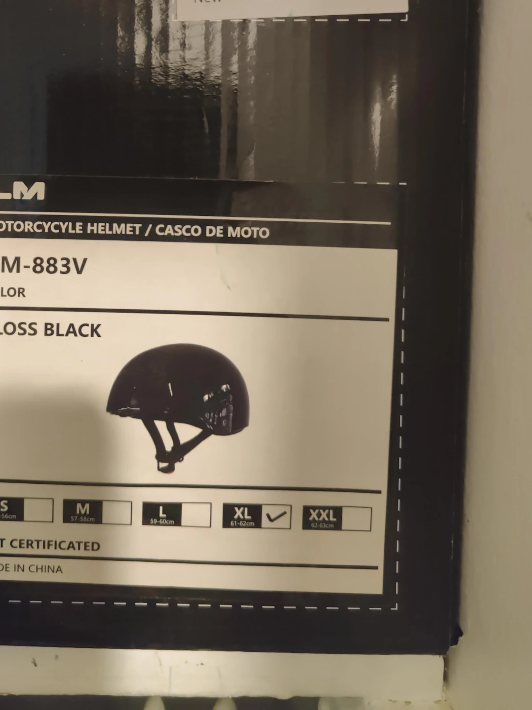 New ILM 883V Motorcycle Half Helmet - Gloss Black XL