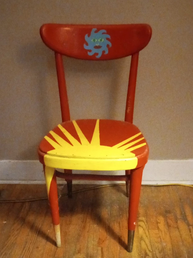 Hand Painted Red & Yellow Chair