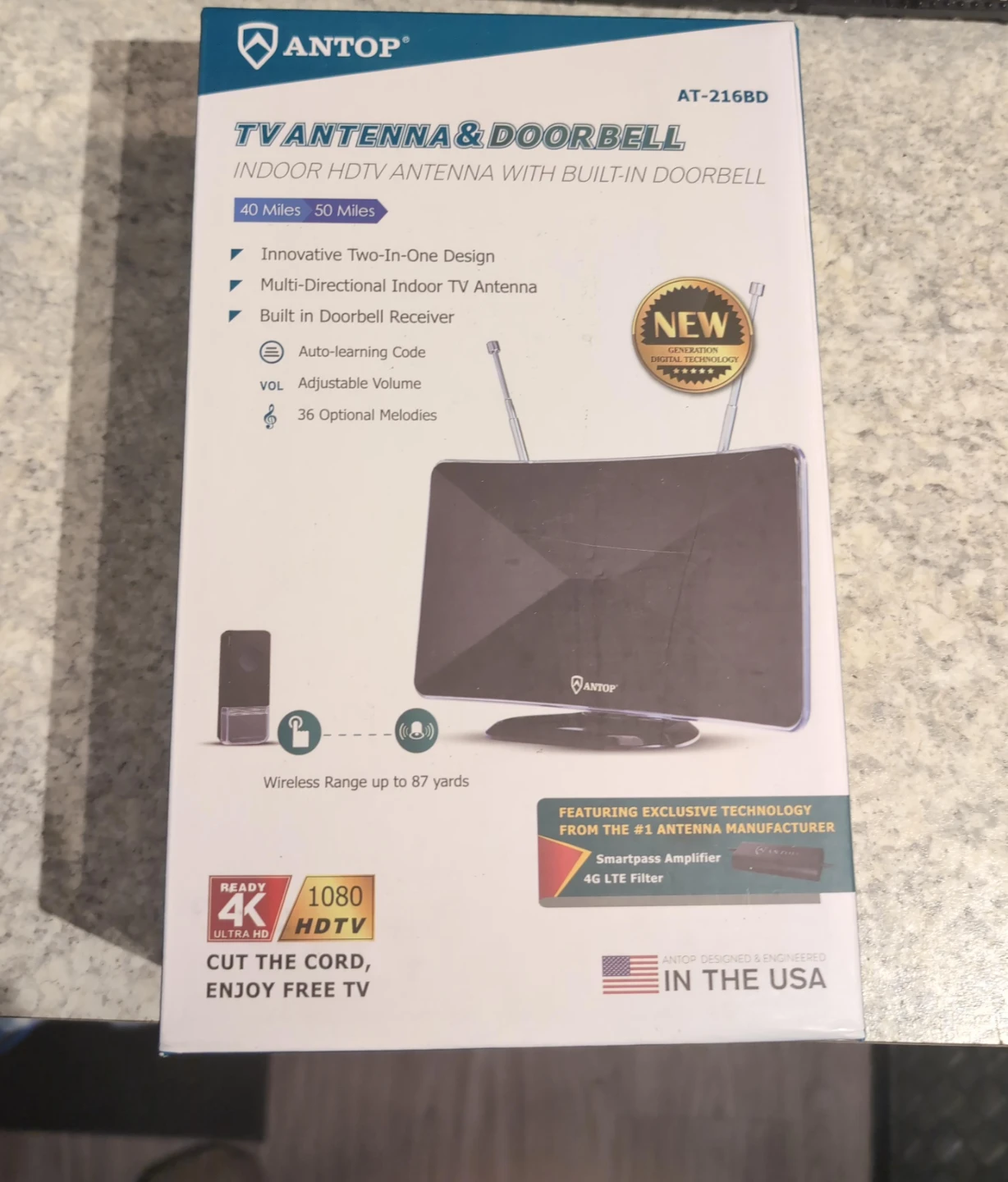 Antop AT-216BD TV Antenna & Doorbell - New