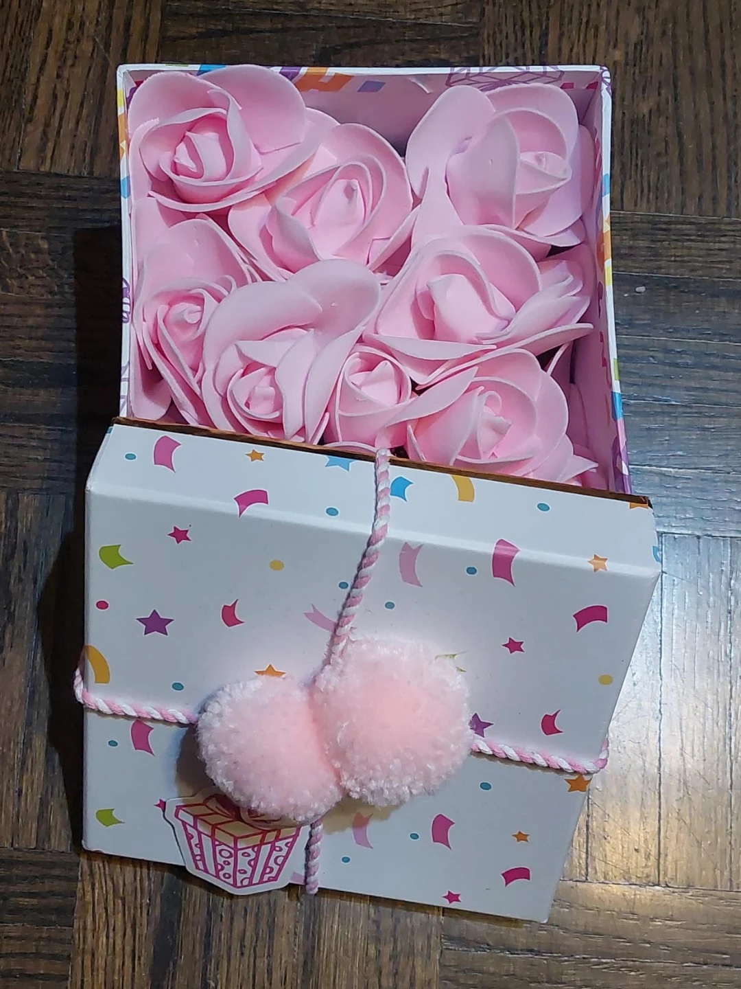 Birthday Gift Box with Pink Roses