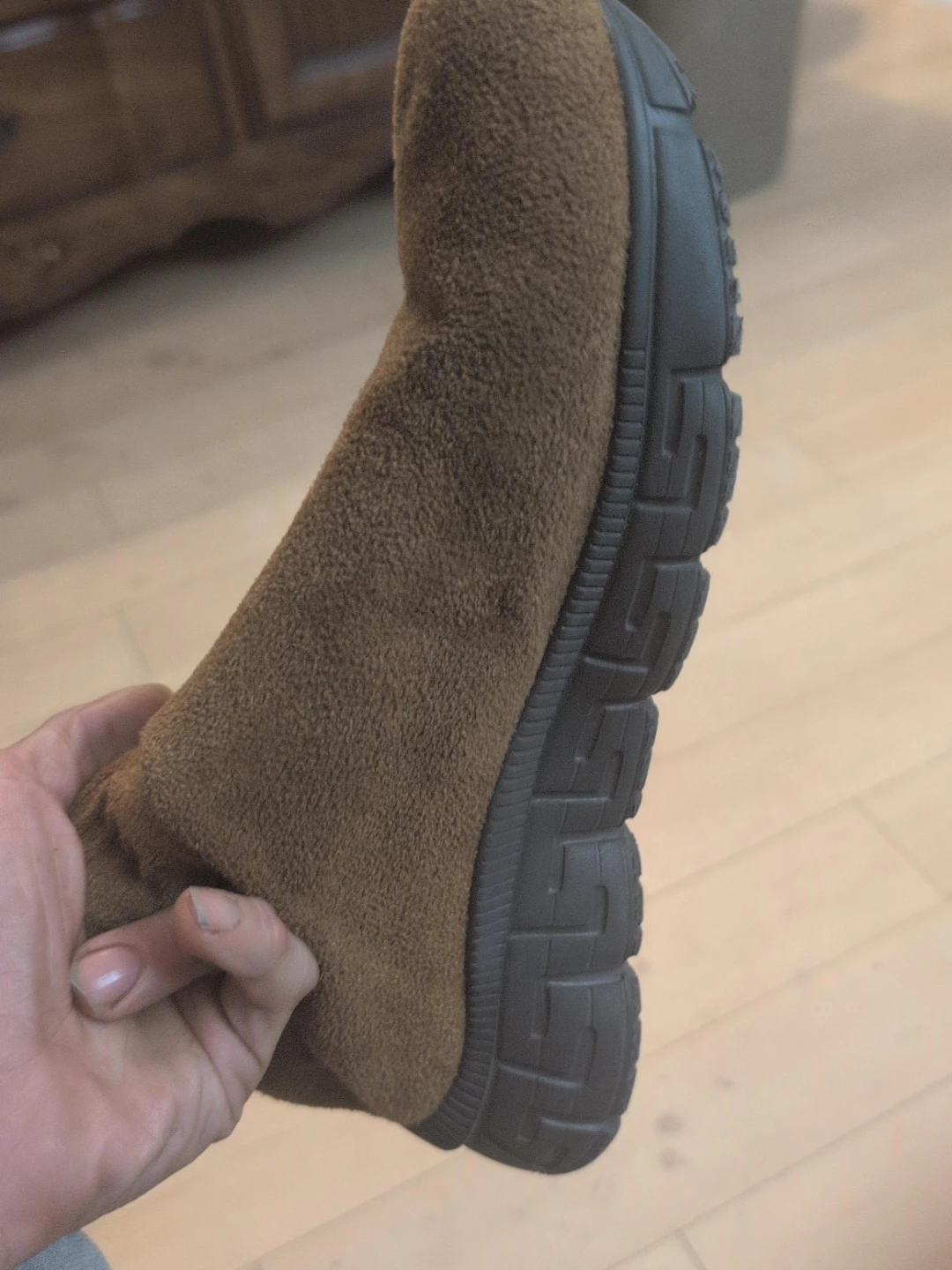 Brown Suede-like Booties