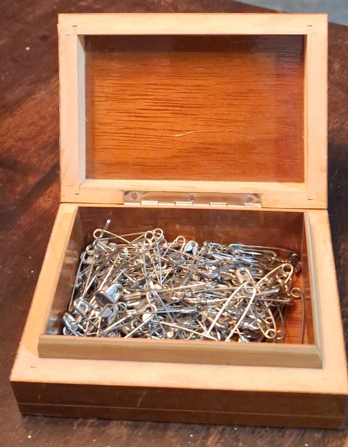 Wooden Box with Safety Pins