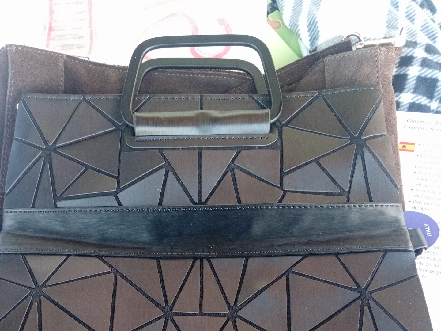 Emilio Pepe Black Geometric 🥕Design Handbag