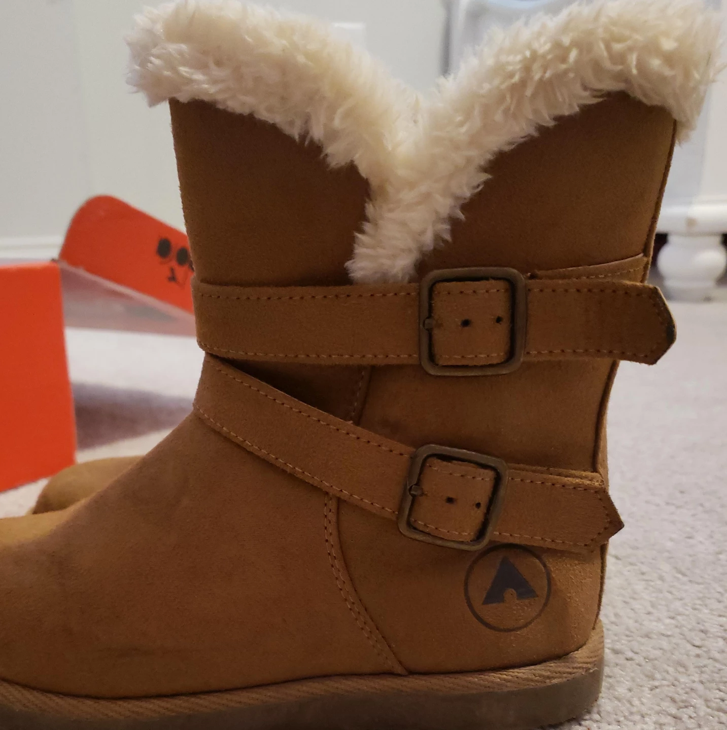 Airwalk Brown Suede Boots with Faux Fur Trim
