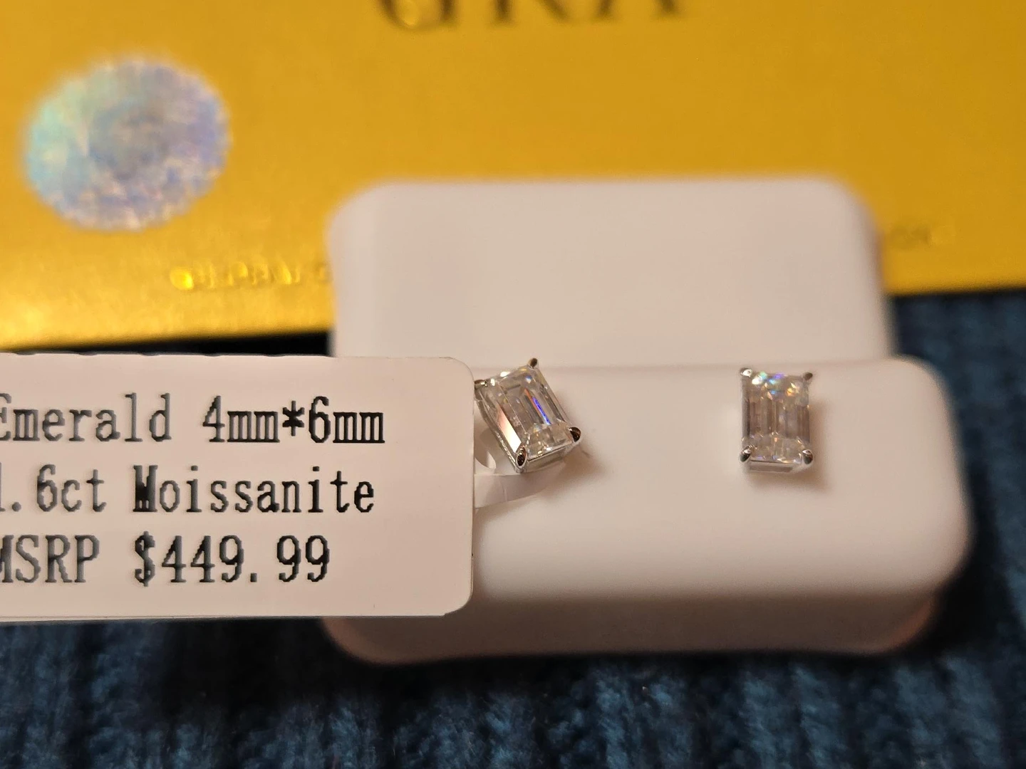 Emerald Cut Moissanite Earrings, 1.6ct
