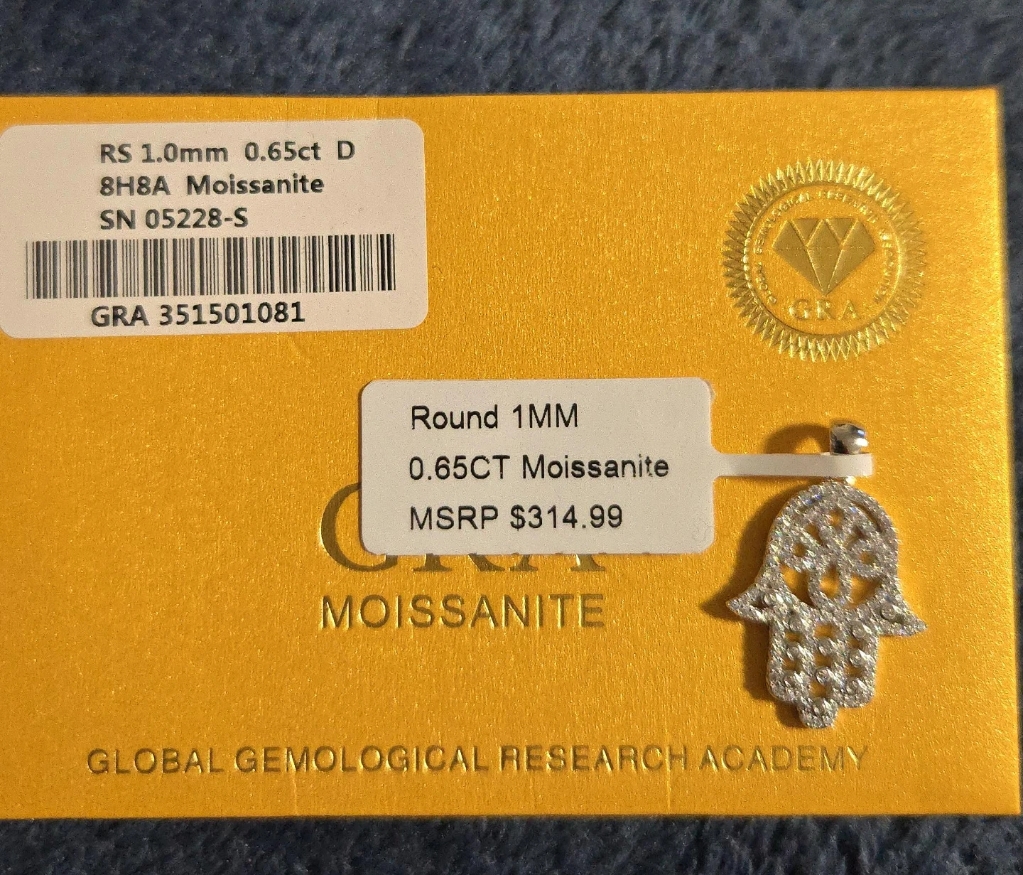 Moissanite Hamsa Pendant Necklace
