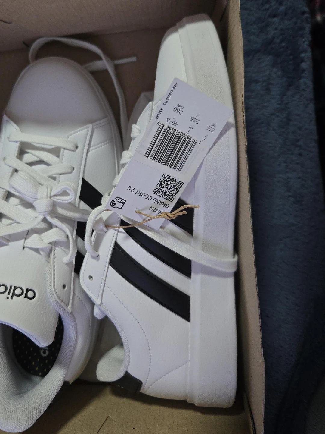 Adidas Grand Court 2.0 Shoes - White/Black, Size US 8.5