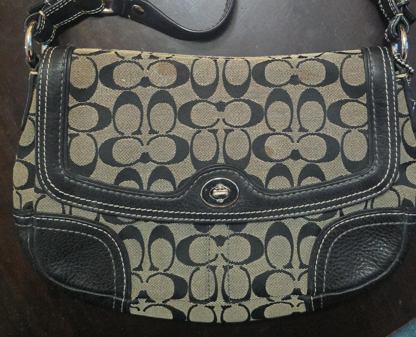 Coach Signature Canvas & Leather Handbag