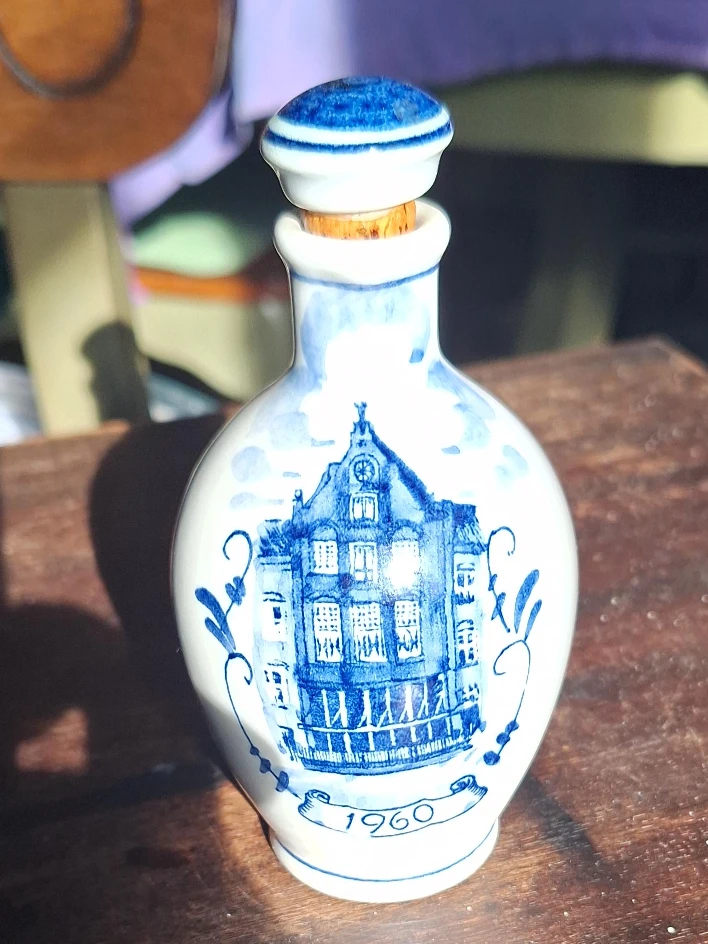 Vintage Delft Style Ceramic Bottle