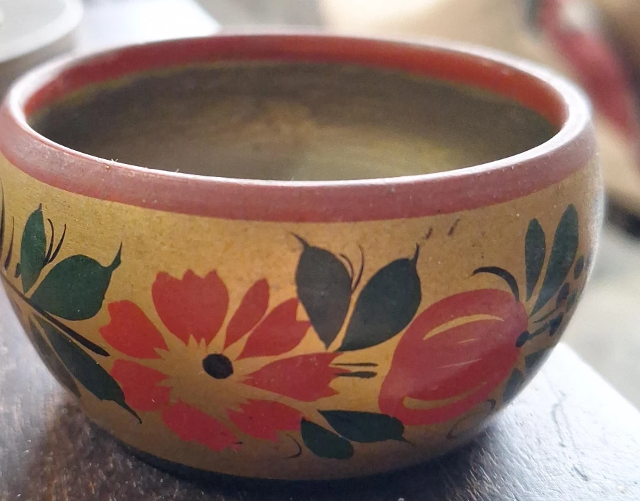 Hand-Painted Wooden Bowl