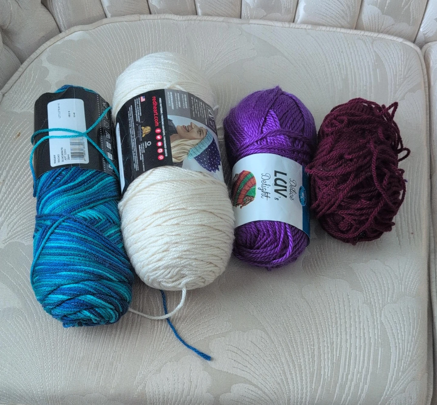 Yarn Bundle: Red Heart, Luv Delight, Macaw all 10 dollars