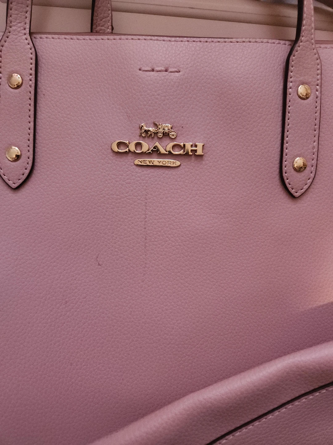 Coach New York Pink Leather Tote Bag