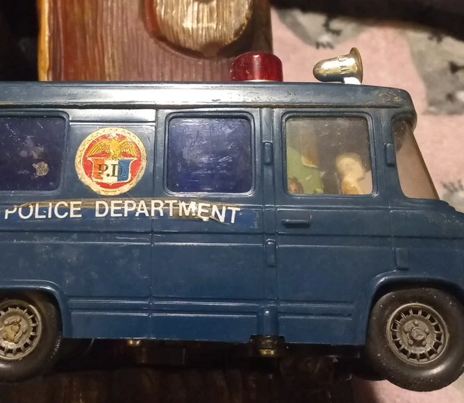 Vintage Blue Police Department Van Toy