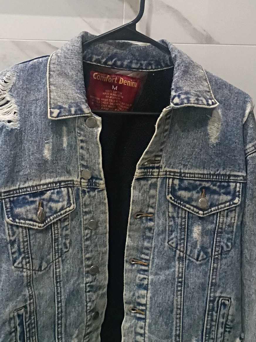 Comfort Denim Distressed Jacket - Size M