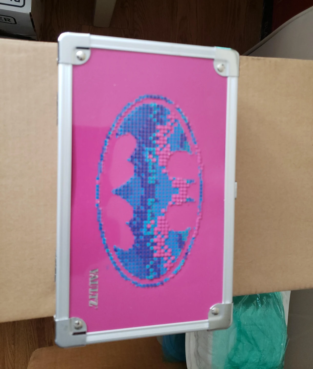 Pink Vanity Case with Blue/Pink Pixelated Design