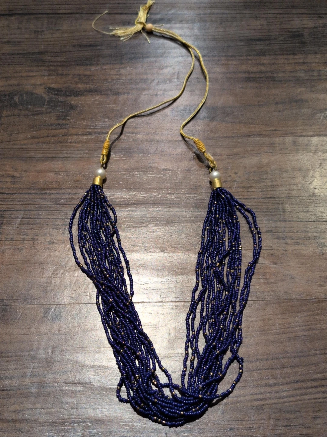 Navy Blue Beaded Necklace