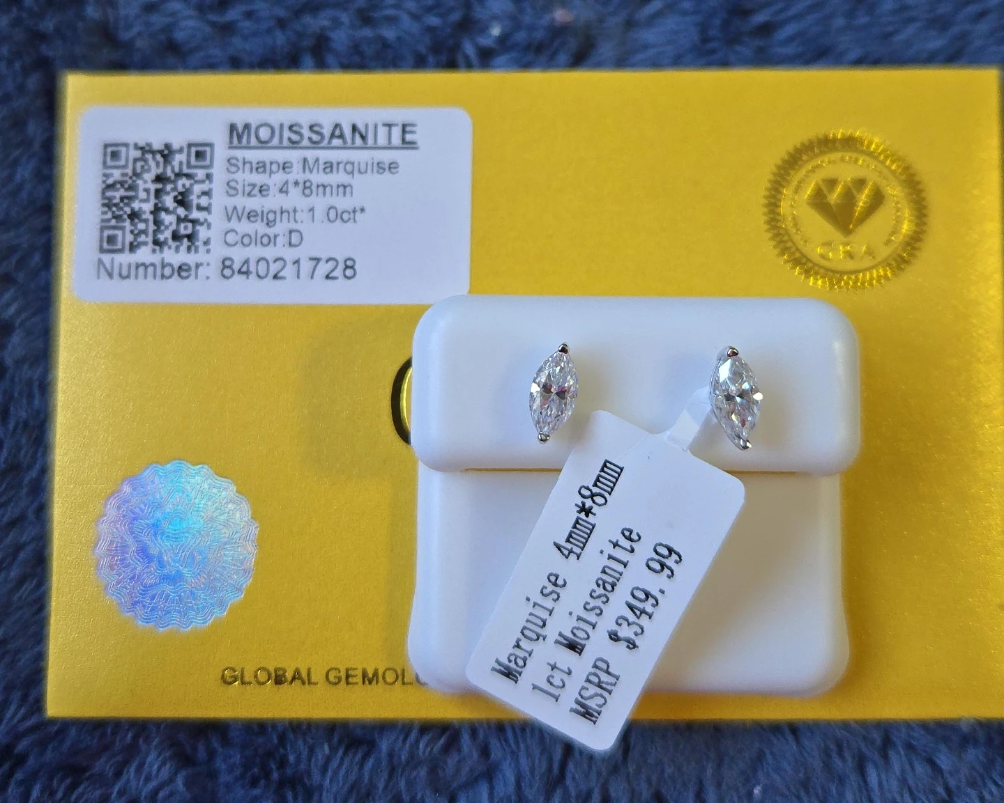 Moissanite Marquise Cut 1ct. Earrings sterling silver