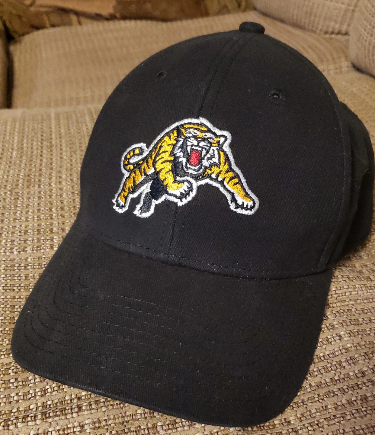Black Baseball Cap with Tiger Embroidery