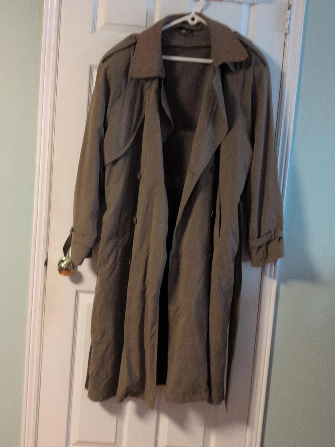 Olive Green Trench Coat light brown over coat