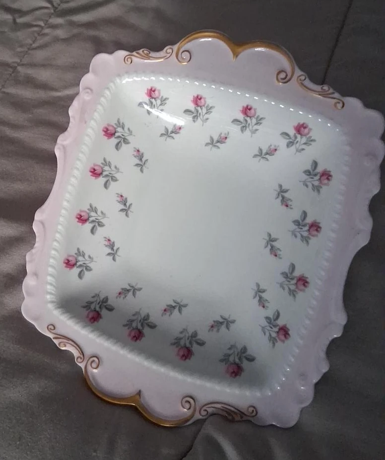Vintage Decorative China Dish with Roses and Gold Trim