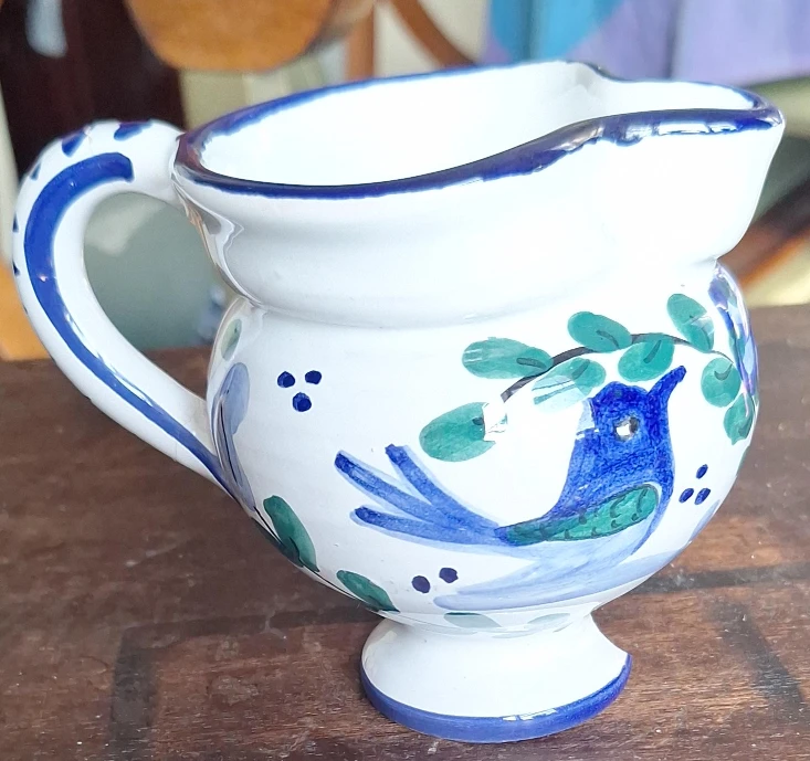 Ceramic Creamer Pitcher - Blue Bird Design