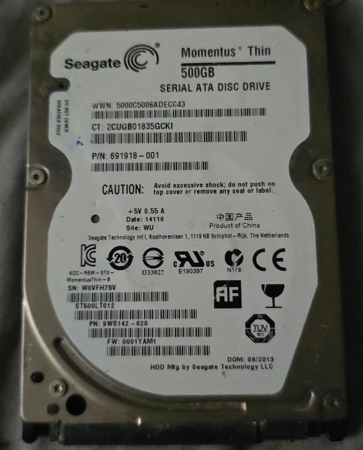 Seagate Momentus Thin 500GB HDD Serial ATA Hard Drive