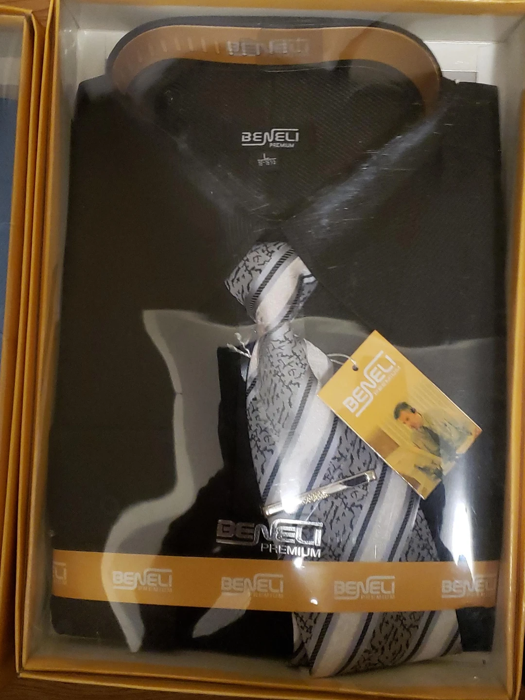 Beneli Premium Men's Shirt and Tie Set - Size L