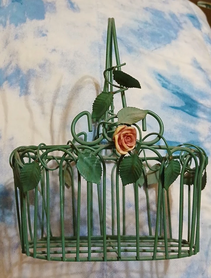 Wrought iron rose basket