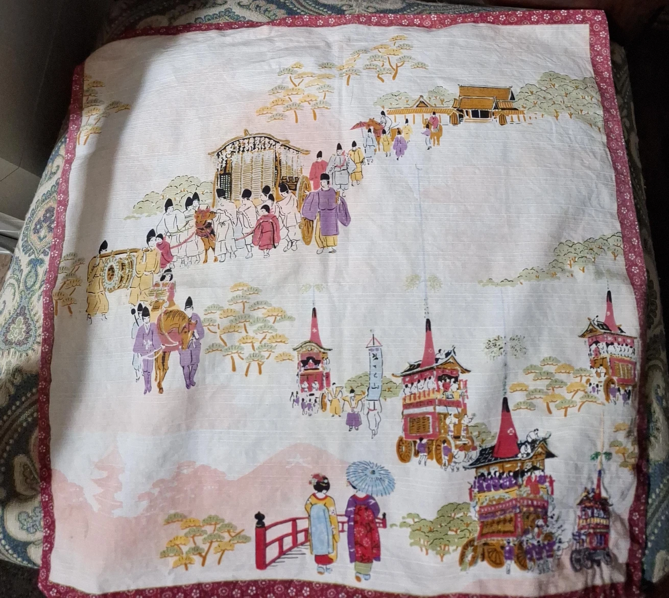Japanese Festival Print Cotton Handkerchief