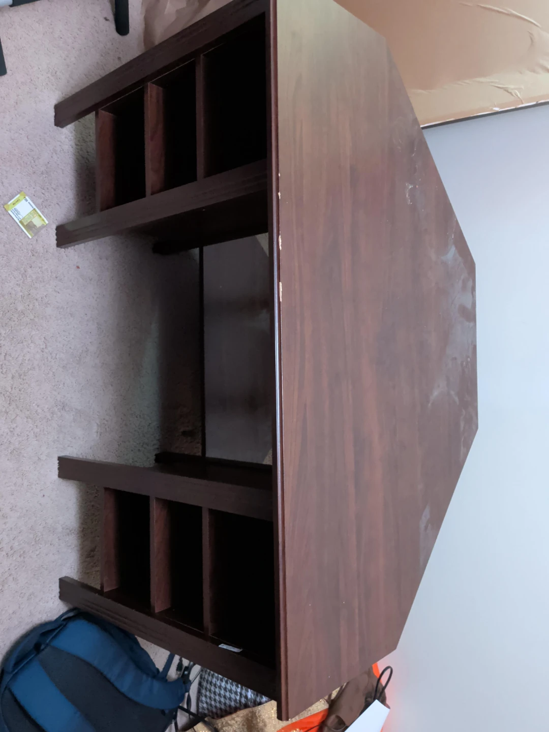 Brown Corner Desk with Shelves